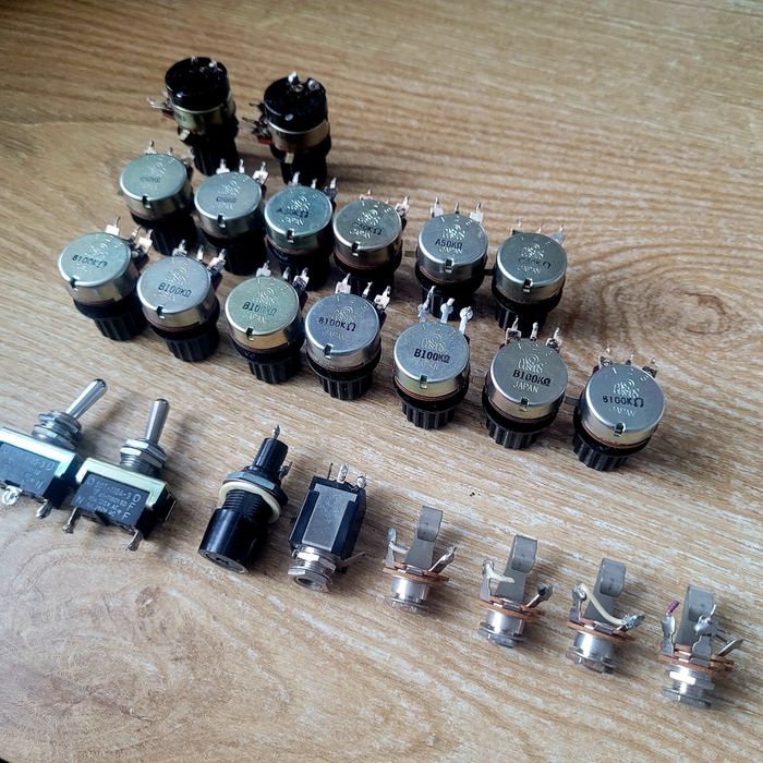 Potencjometry, gniazda, przełączniki