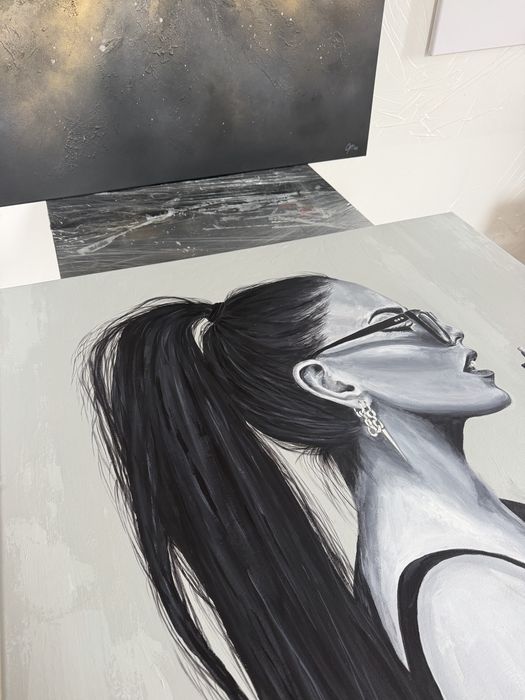 Duży obraz ręcznie malowany 100x90 abstrakcja