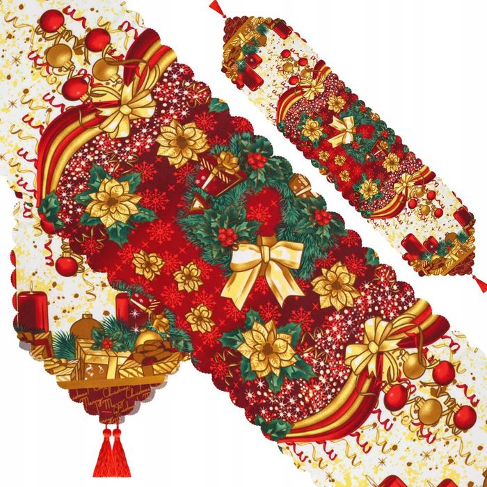 BIEŻNIK świąteczny na stół 170x34cm czerwony