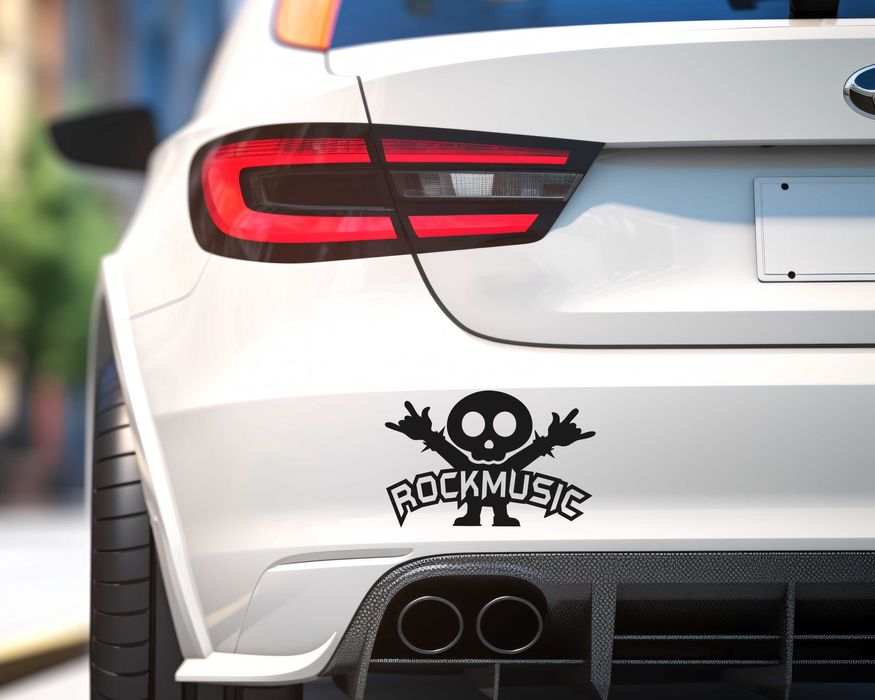Naklejka ROCK MUSIC - na laptopa, zderzak, lusterko, kask, szybę