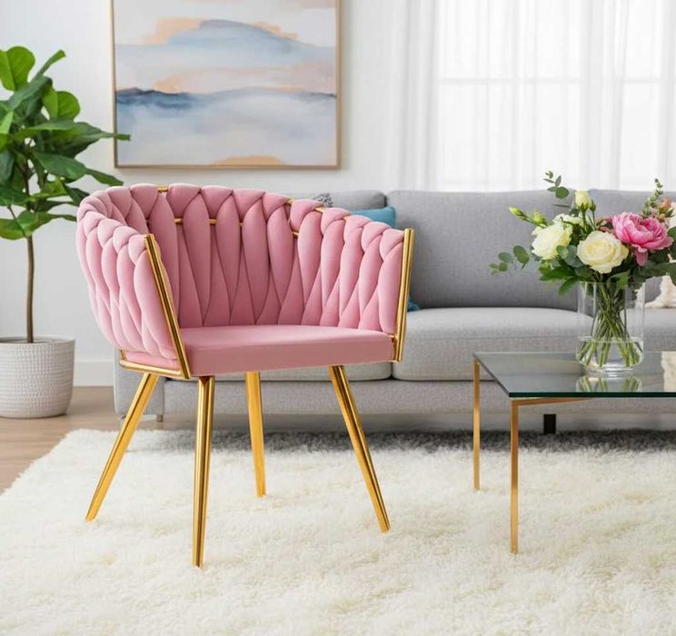 Крісло Just Sit IMPERIA рожеве велюр для салону, кухні, вітальнІ