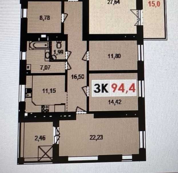 Трикімнатна квартира в ЖК Краківський_M