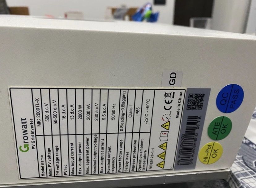 Inversor Growatt 2000 TL-X + Shelly EM 110-240v