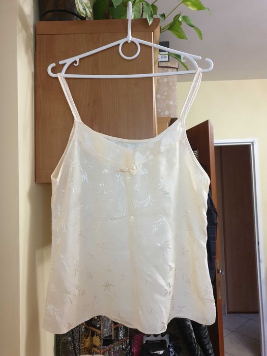 Satynowy kremowy top S/M