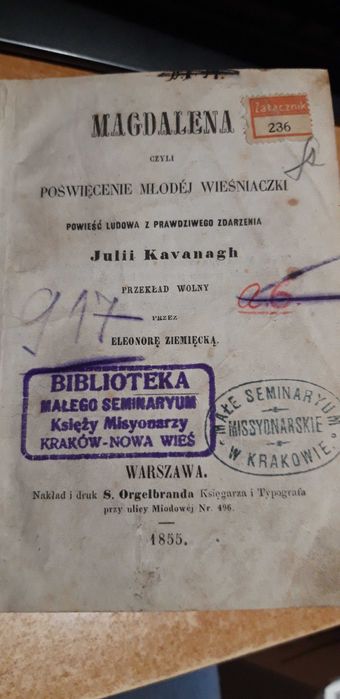 MAGDALENA czyli poświecenie młodej wieśniaczki-Kavanagh-1855