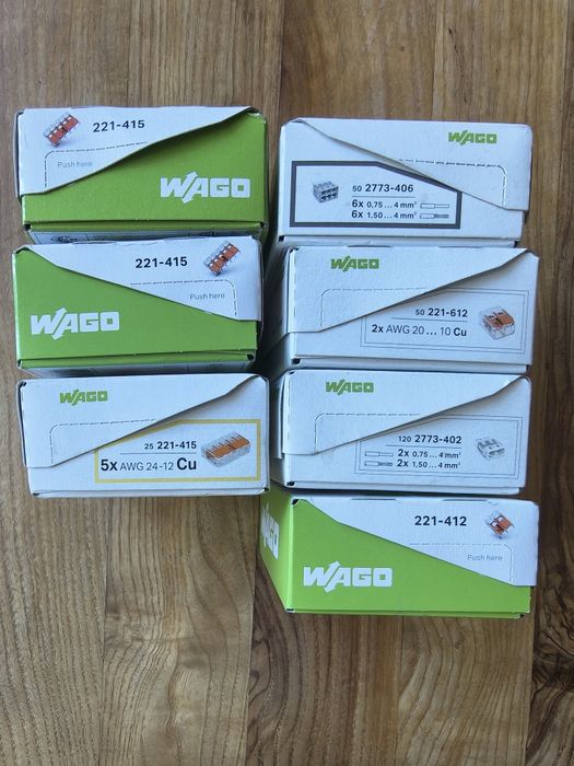 Szybkozłączki wago 7 sztuk różne rodzaje