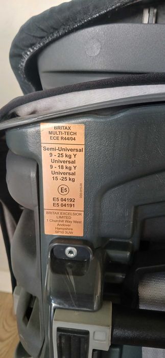 Cadeira Auto Volvo (ROMER) BRITAX MULTI TECH 9-25 kg. Rearface.