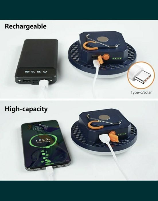 Ліхтар акумуляторний MOS-14 повербанк лампа для кемпінгу