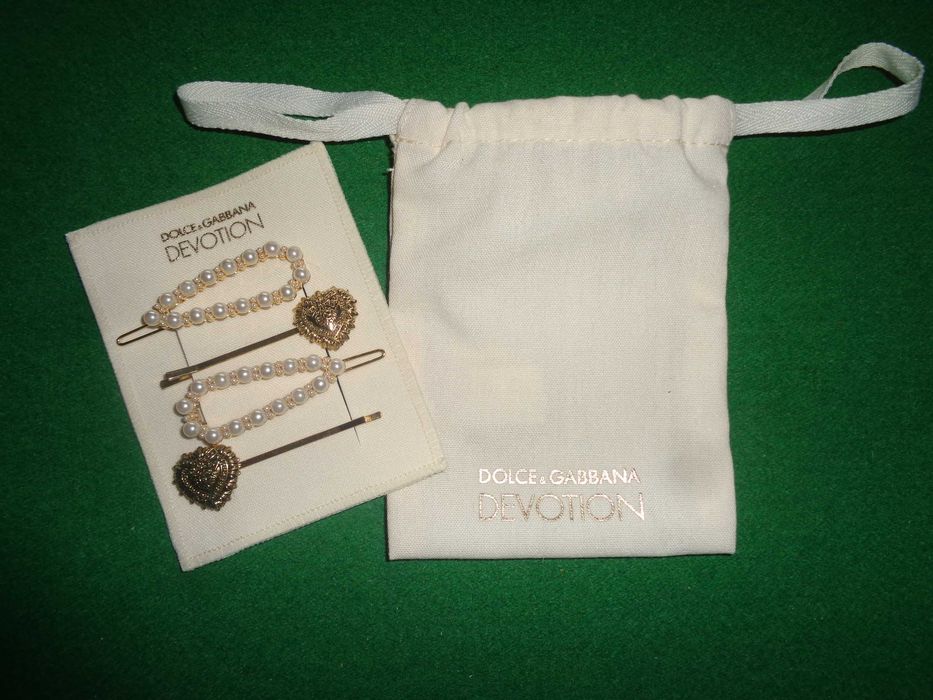 Luksusowe spinki wsuwki Dolce & Gabbana Devotion NOWE Zestaw 4 szt. z woreczkiem