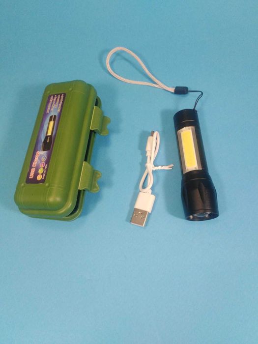 Фонарь Led USB Q5+COB 1000 LM с боксом для хранения