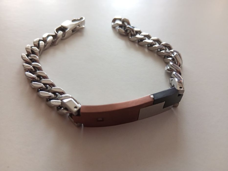 Pulseira masculina Woo Pure Feeling Aço Malha Chapa