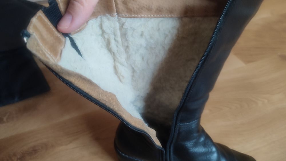 Kozaki skórzane zimowe damskie do pół łydki rozm. 38