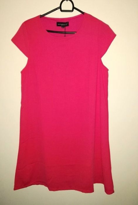 Różowa trapezowa luźna sukienka amarantowa neonowa Missguided