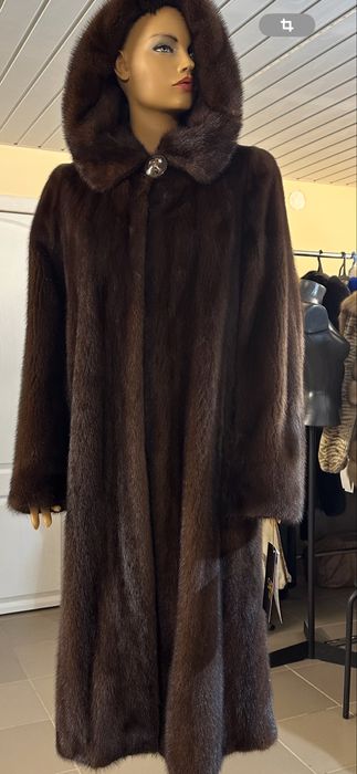 Рр 52. Норковая шуба 120 см. ‘ шоколадка’ Греуия