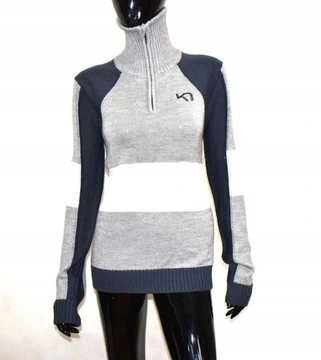 KARI TRAA_wełniany sweter_trekkingowy_szary_XL