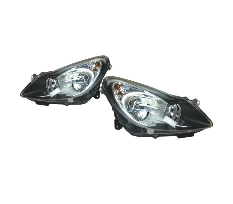 FARÓIS OPTICAS OPEL CORSA D 06-10 FUNDO PRETO