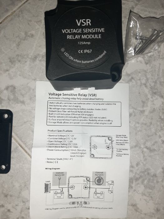 Relay sensível tensão isolador vsr bateria reserva rele autocaravana