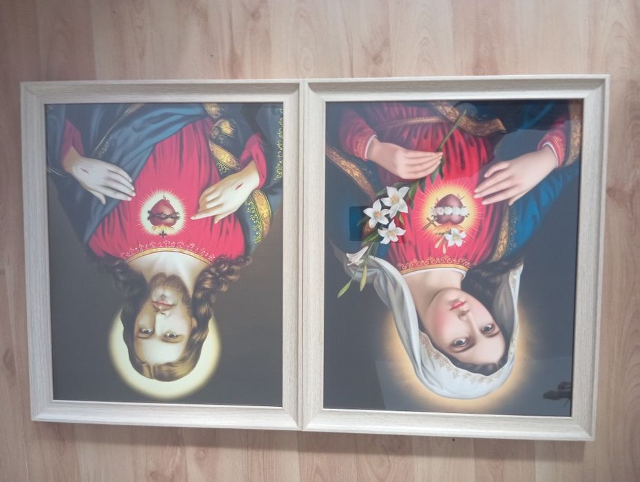 Obraz Najświętsze Serce Jezusa i Maryi 55x45 Nowa Reprodukcja