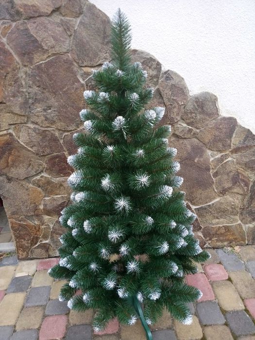 Штучна ялинка зелена з білими кінчиками всі розміри елка исскуственная