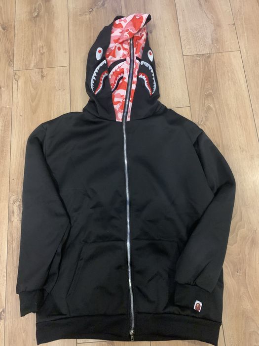 Czarna bluza Bape z podwojnym kapturem rozmiar S