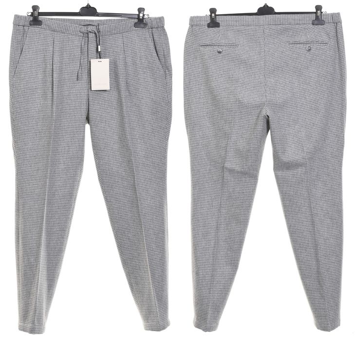 SUITSUPPLY szare wełniane spodnie z kaszmirem w pepitkę slim chino 56