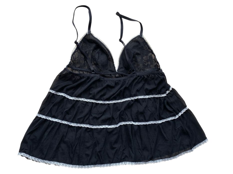 чорний мереживний топ з бантиком(пеньюар)