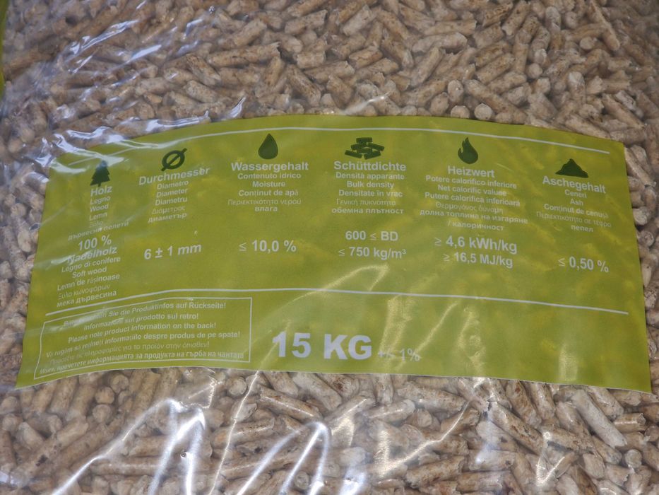 Pellet pelet 6 mm sosnowy iglasty worek 15kg A1 EN PLUS