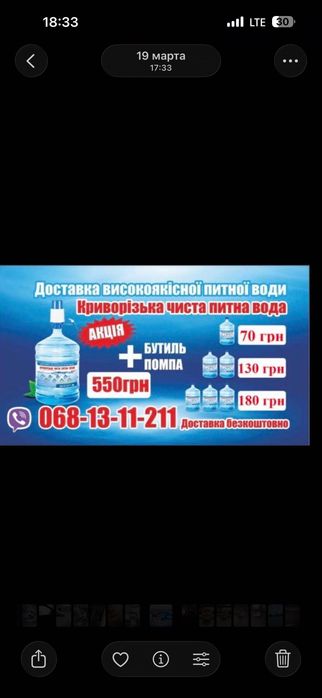 Доставка питної води