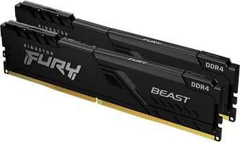 Модуль памяти Kingston Fury DDR4 32GB 2x16GB 3200MHz Beast Black.