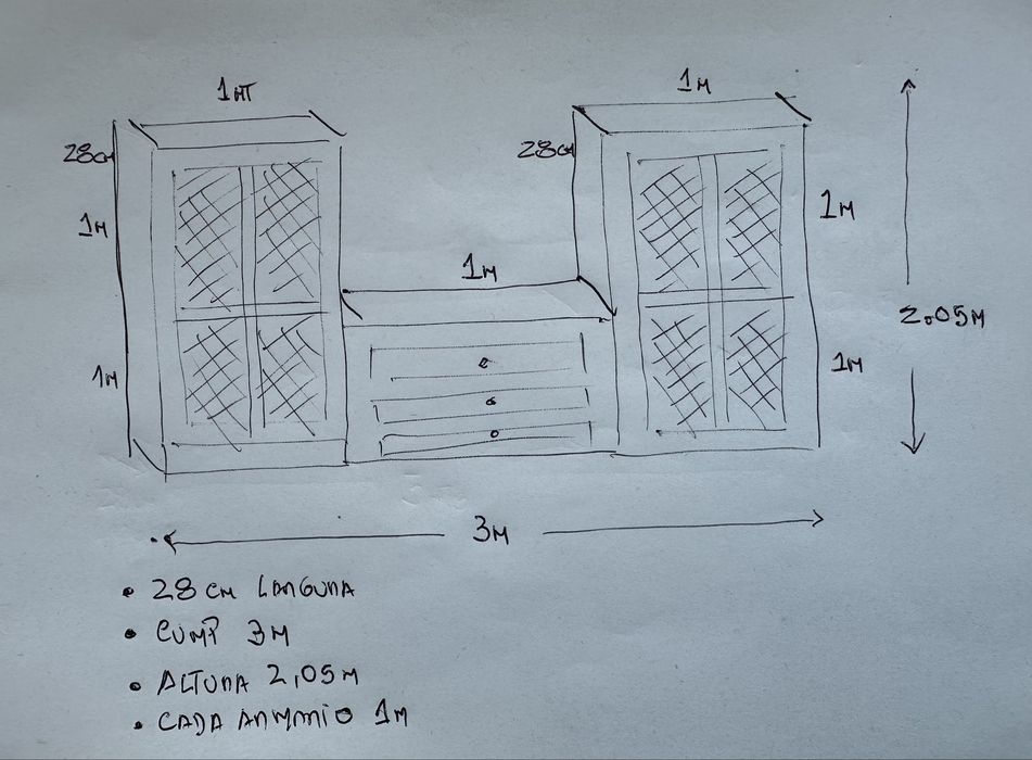 Armario + comoda de quarto em Pinho