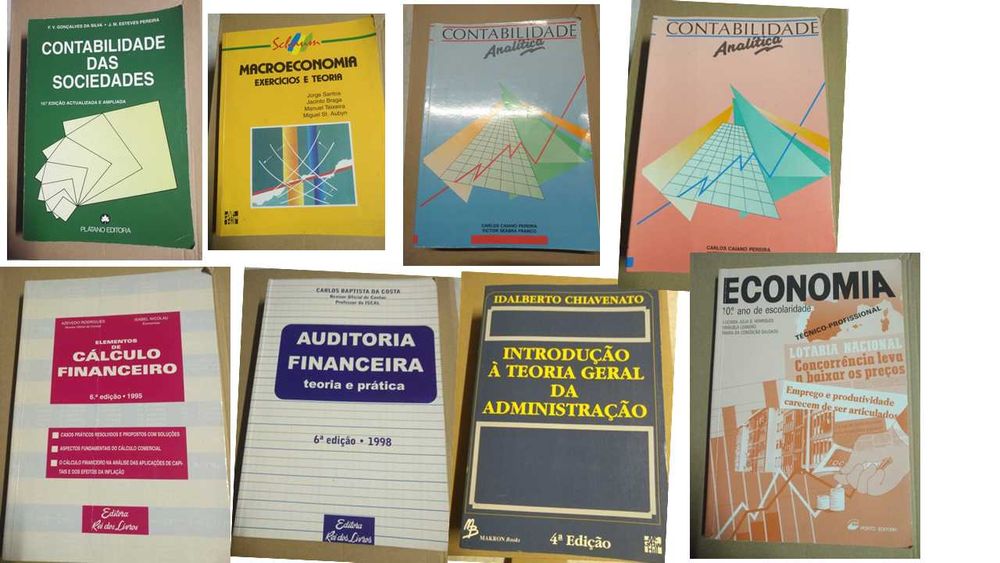 Vários livros de Economia, Gestão, Auditoria e Contabilidade