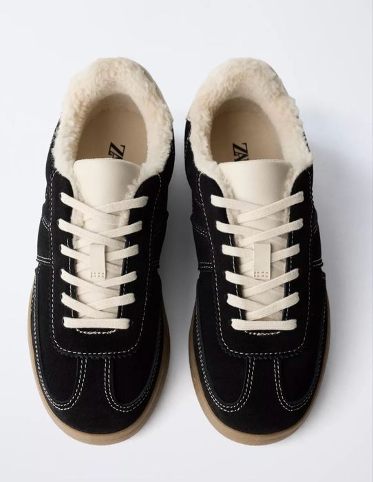 Кросівки кеди чорні Zara натуральна шкіра