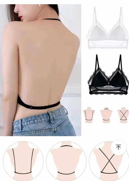 Koronkowy biustonosz bez fiszbin bielizna z wycięciami bezszwowa M