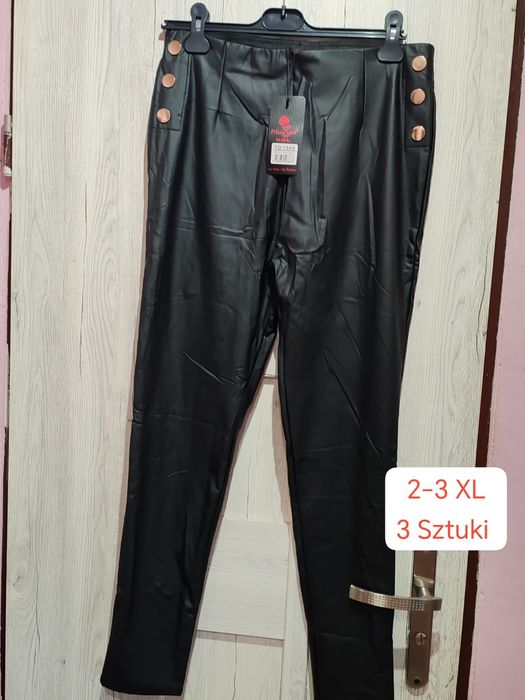 Spodnie ekoskóra wysoki stan rozmiar 2-3-4 XL