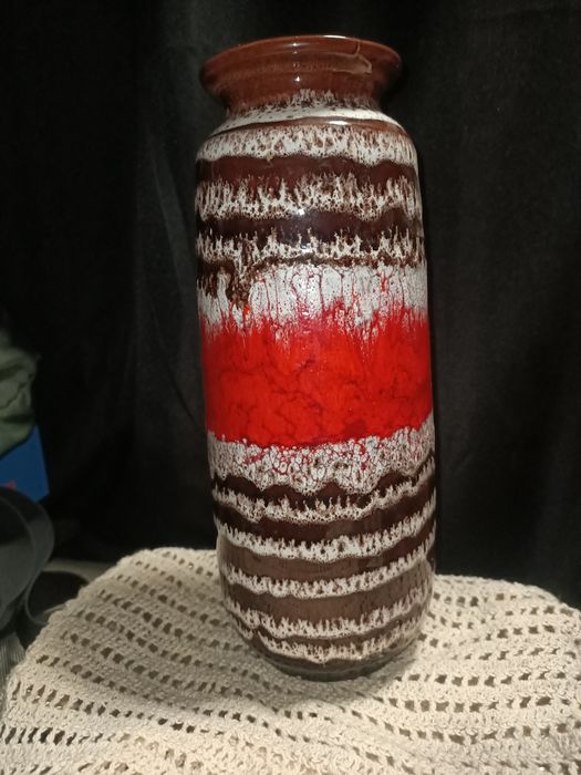 Zabytkowy wazon Scheurich fat lava Red