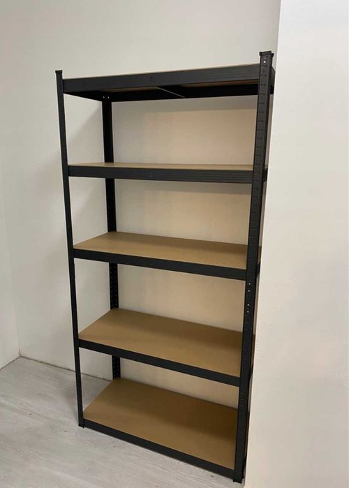 Regał magazynowy metalowy czarny szafka półka do garażu solidny