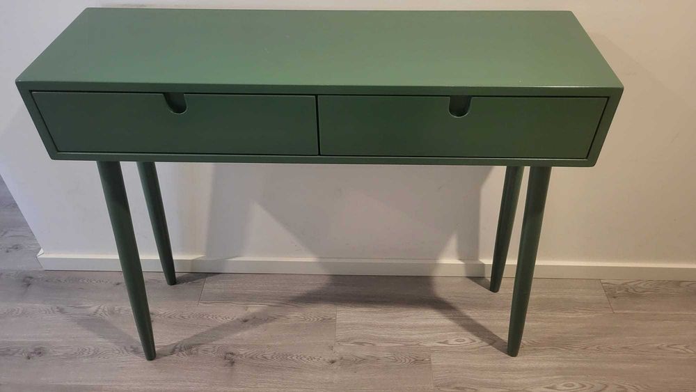 Consola de Hall de Entrada verde oliva lacada com 2 gavetas