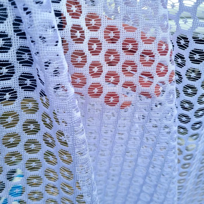 Firana śnieżnobiała Retro jak koronka - szyta na wymiar