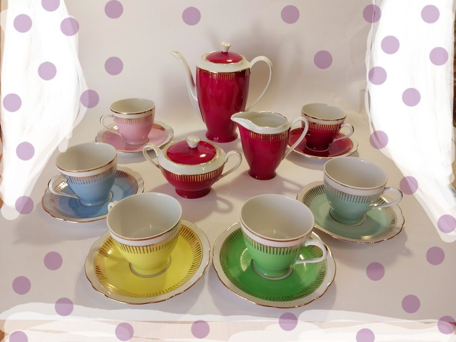 Кофейный сервиз Арлекин Польша 70-е 
Фарфоровый сервиз Арлекин, произв