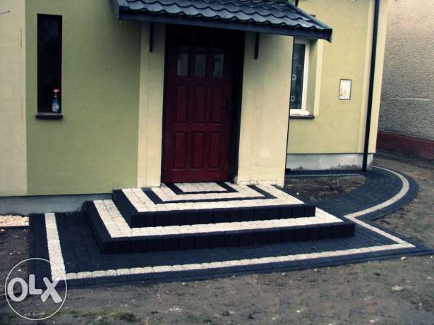 Układanie kostki brukowej, odwodnienie, trawniki, koparka, beton