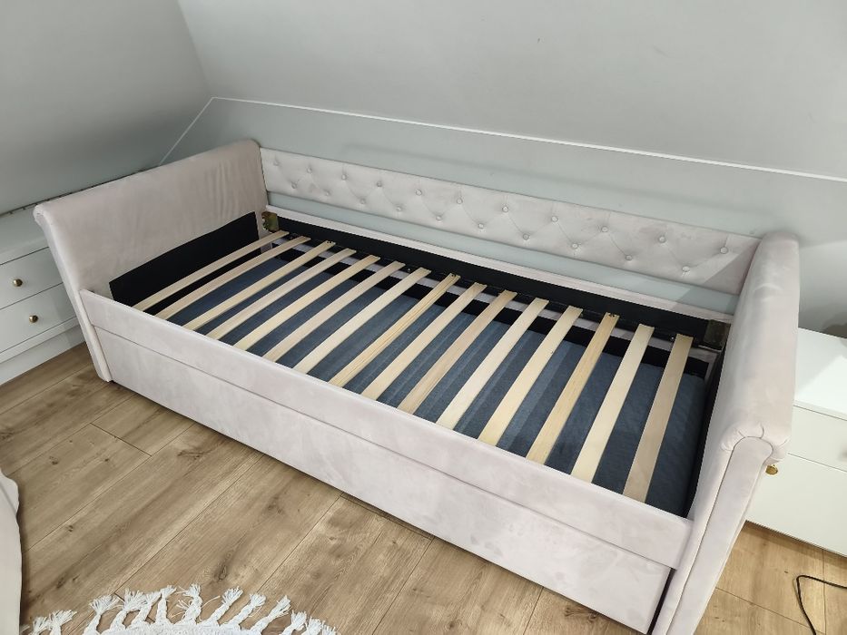Łóżko wysuwane 90x200 pastelowy róż