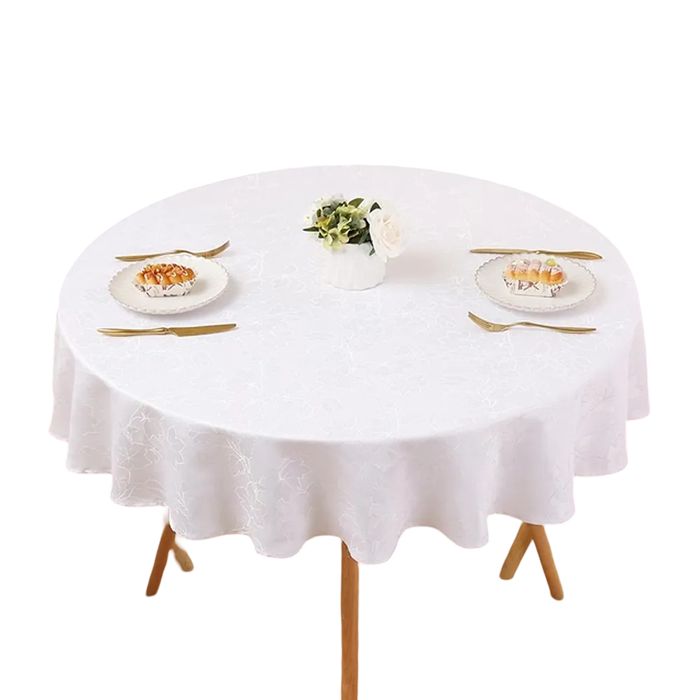 Smiry Obrus Wodoodporny Zmywalny 140 cm Okrągły Ozdobny Duży Biały