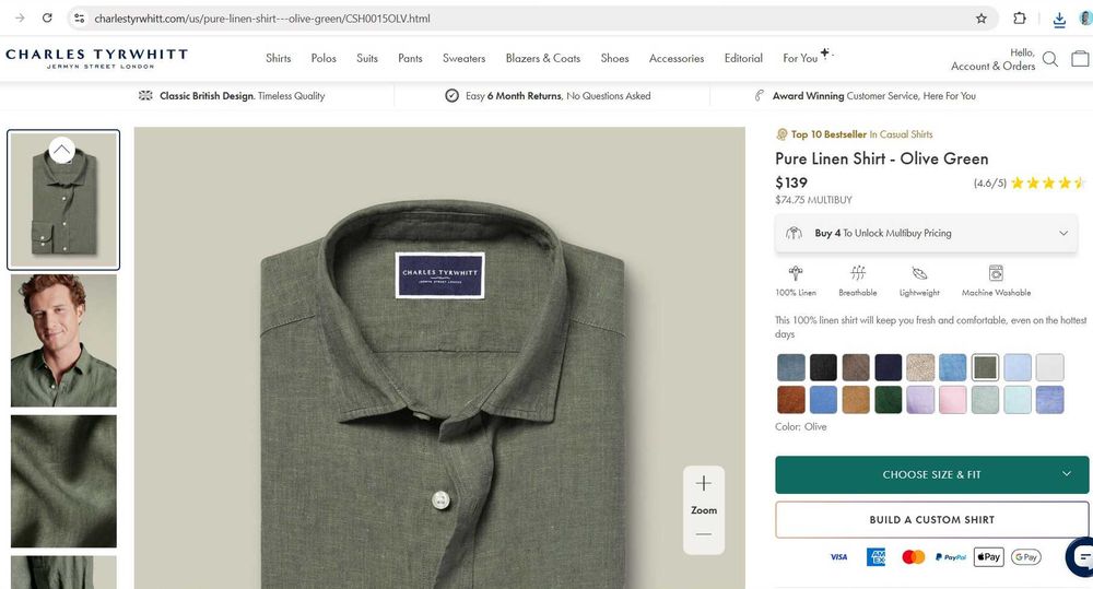 Charles Tyrwhitt, 100% льон преміум сорочка, рубашка  XXL/XL