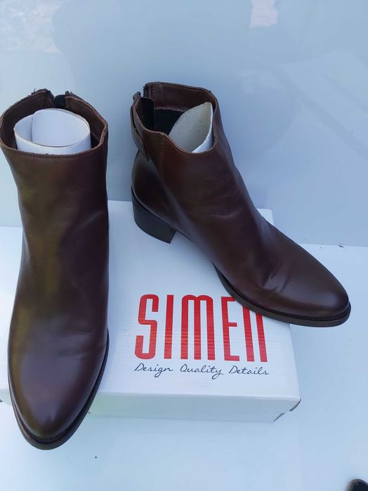Buty SIMEN botki skórzane brązowe półbuty 40