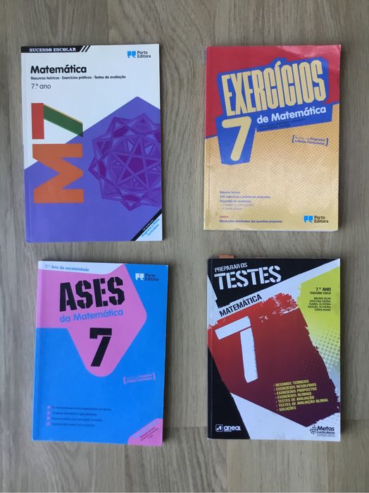Manuais e livro de exercícios Matemática A 7°, 8°, 10°, 11° e 12° anos