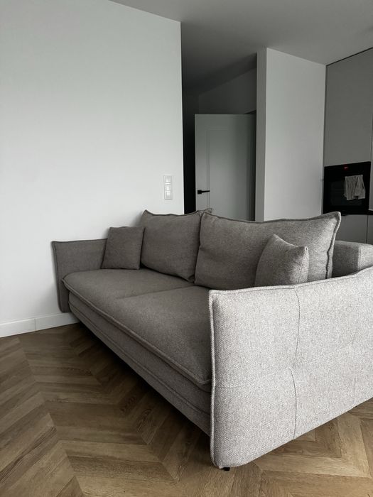 Sofa z funkcją spania i pojemnikiem, beżowoszara | Lectus