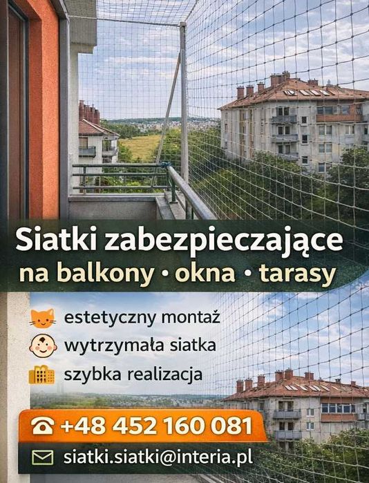 Zabezpieczenie balkonów / wnęk / tarasów , profesjonalne siatkowanie