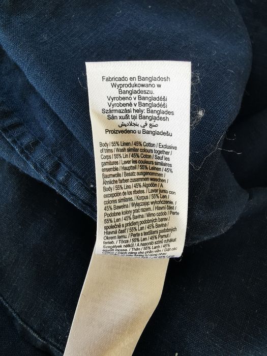 F&f koszula męska krótki rękaw lniana bawełna granatowa rozmiar L