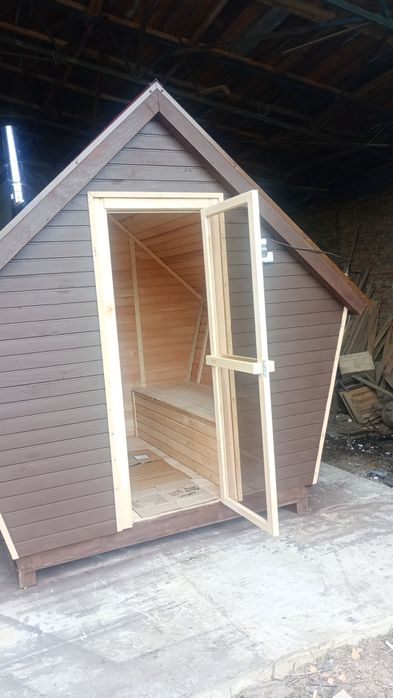 Каркасна сауна 2×2 м з дерева   Для 3-4 осіб   Готова до встановлення.