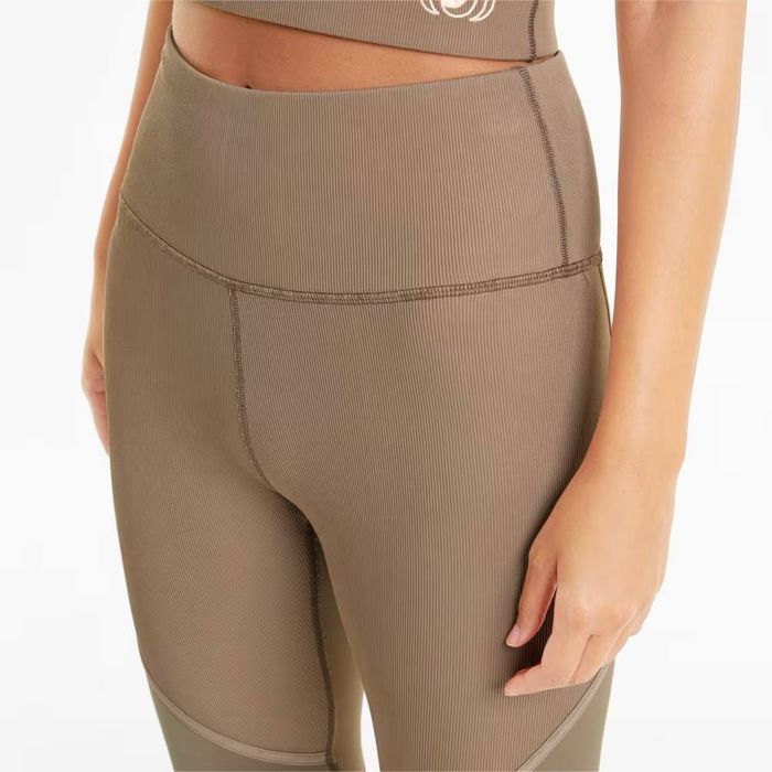 Женские Тайтсы PUMA леггинсы studio ribbed HIGH WAIST 7/8 TRAINING LEGGINGS для тренировок